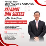 Keluarga Besar SMK Negeri 2 Kalianda Ucapkan Selamat dan Sukses atas Pelantikan Ryan Yanuari, S.STP., M.M. sebagai Kacabdin Wilayah I Provinsi Lampung